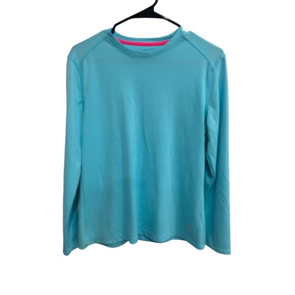 Reel Legends Aqua Blue Long-Sleeve Performance Shirt Sz Medium Moisture Wicking - Picture 1 of 8